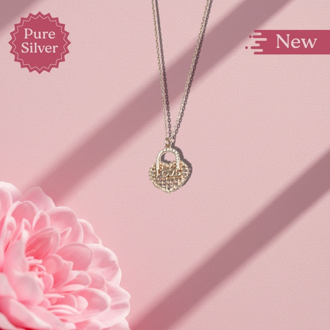 Pure Silver Love Lock Heart Pendant Necklace
