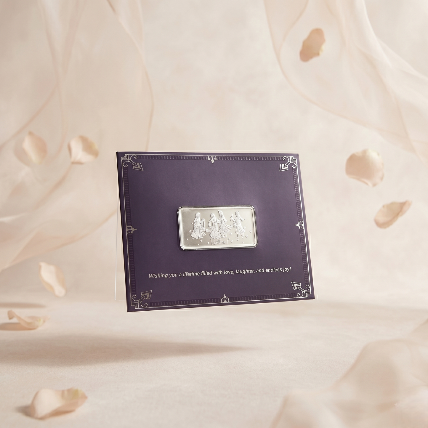 Shubh Vivah Silver Bar – Wedding Celebration Engraved Silver Bar | Luxury Black Gift Card Presentation