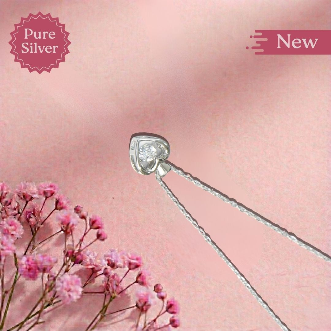 Silver Love Sparkle Heart Necklace