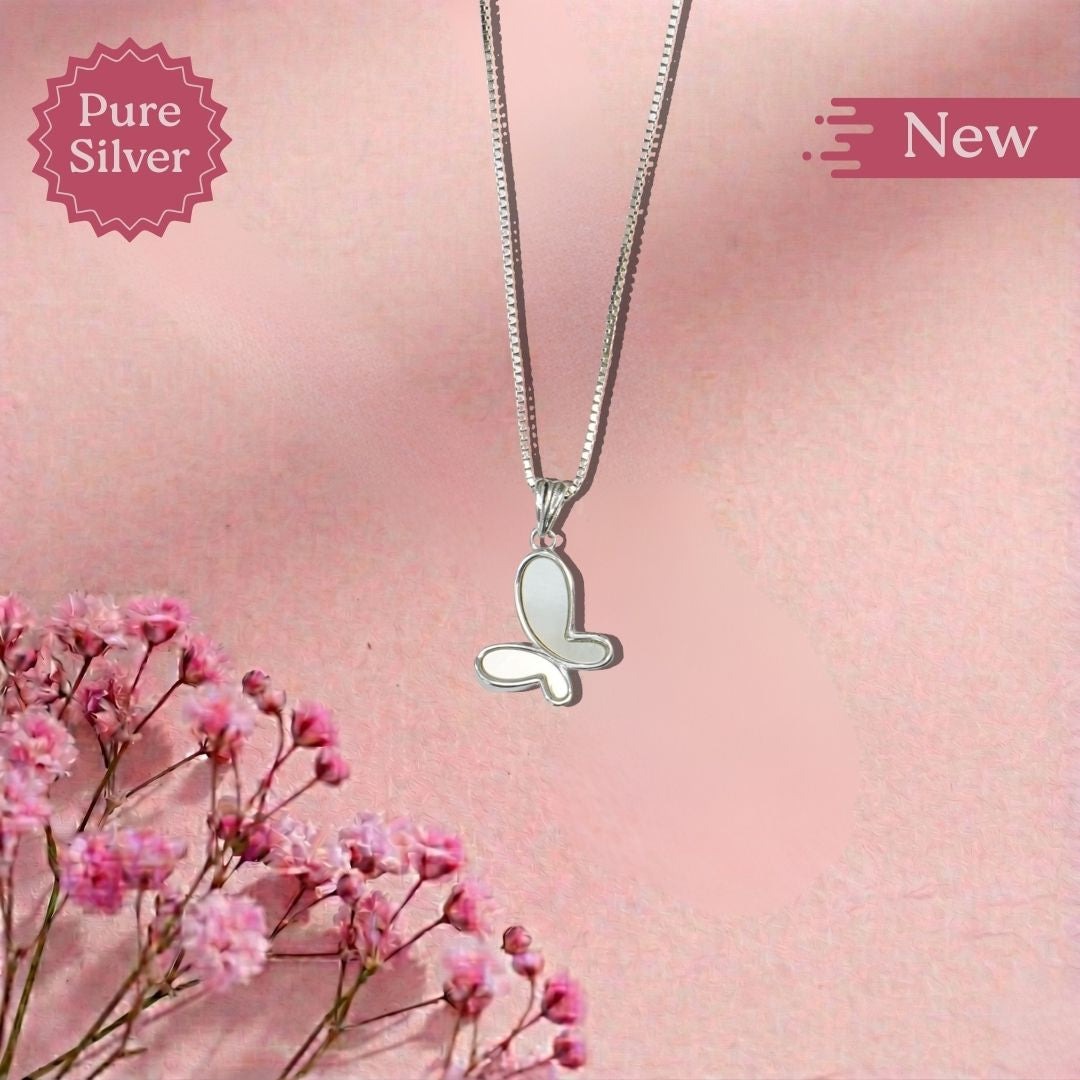 silver butterfly pendant necklace