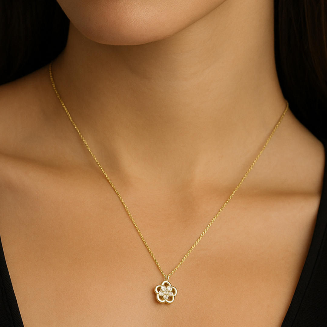 Golden Grace Flower Pendant