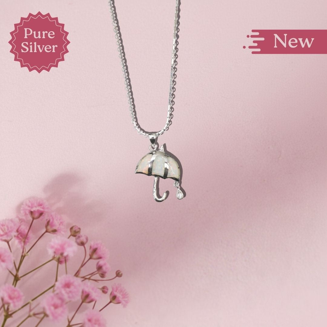 sterling silver umbrella pendant necklace