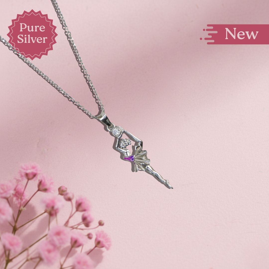 Elegant Ballerina Silver Pendant Necklace