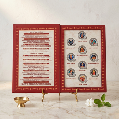 Dashavatar Silver Coin Set – 10 Divine Incarnations of Lord Vishnu in Premium Gift Box