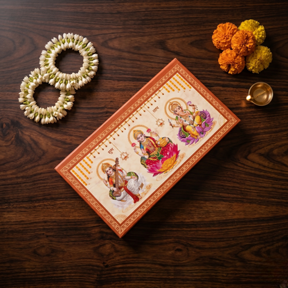 Saraswati, Lakshmi & Ganesha Colour Silver Coin Trio – Shubh Labh | Divine Trinity of Wisdom, Prosperity & Success