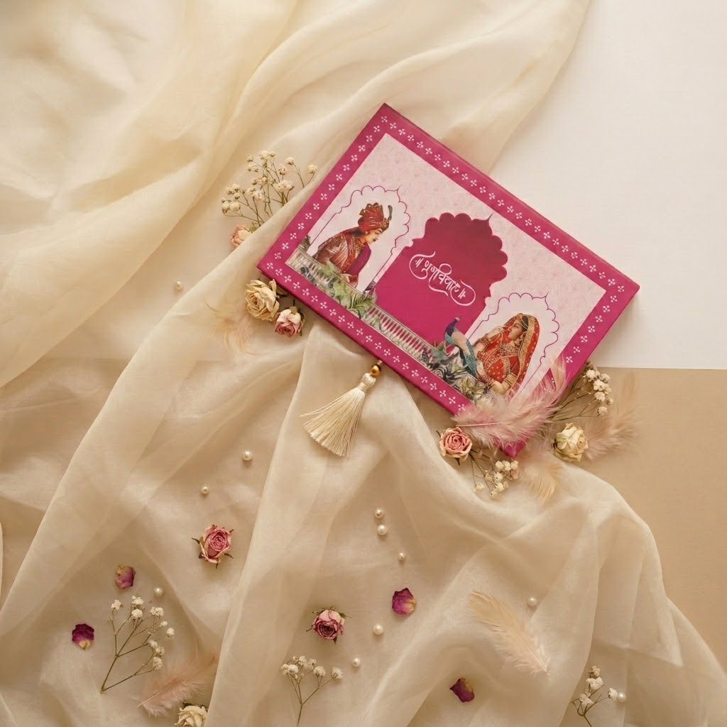 Shubh Vivah Bride & Groom Silver Coin Duo – Rajasthani Miniature Art | Premium Magenta Wedding Gift Box with Tassel