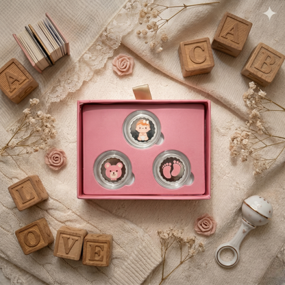 "It's a Girl!" 999 Pure Silver Coin Set – 3 Coins × 2.5g | Baby Girl Gift Box with Certificate of Authenticity