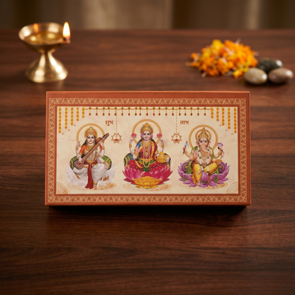 Saraswati, Lakshmi & Ganesha Colour Silver Coin Trio – Shubh Labh | Divine Trinity of Wisdom, Prosperity & Success