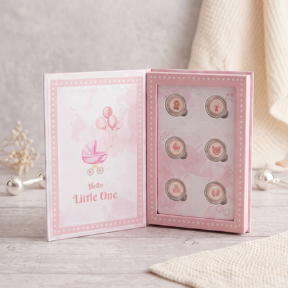 Hello Little One – It's a Girl! 999 Pure Silver Coin Set – 6 Baby Girl Coins in Premium Pink Book Gift Box
