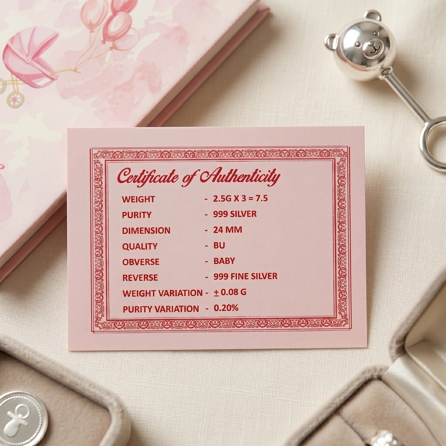 "It's a Girl!" 999 Pure Silver Coin Set – 3 Coins × 2.5g | Baby Girl Gift Box with Certificate of Authenticity