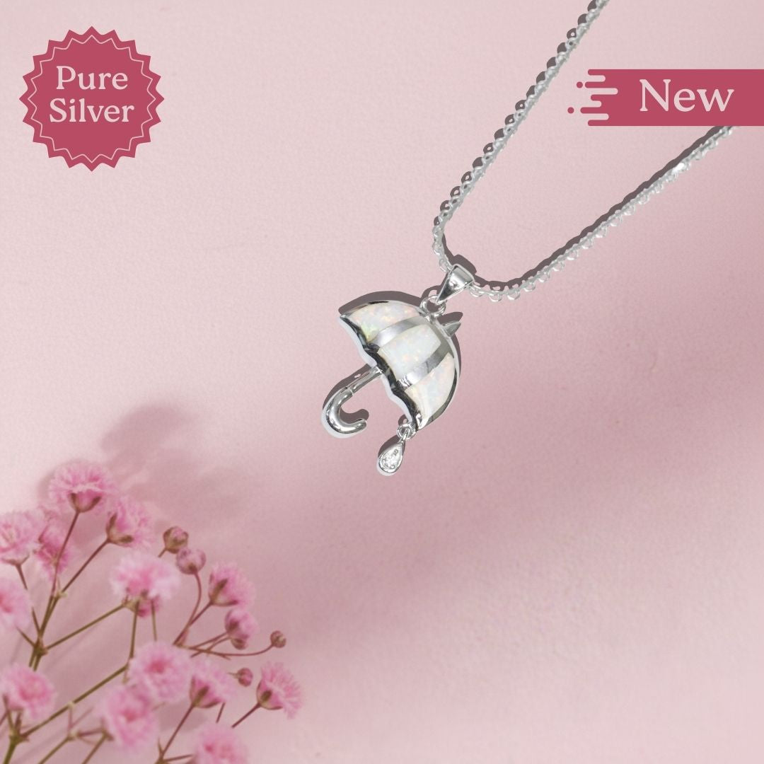 sterling silver umbrella pendant necklace