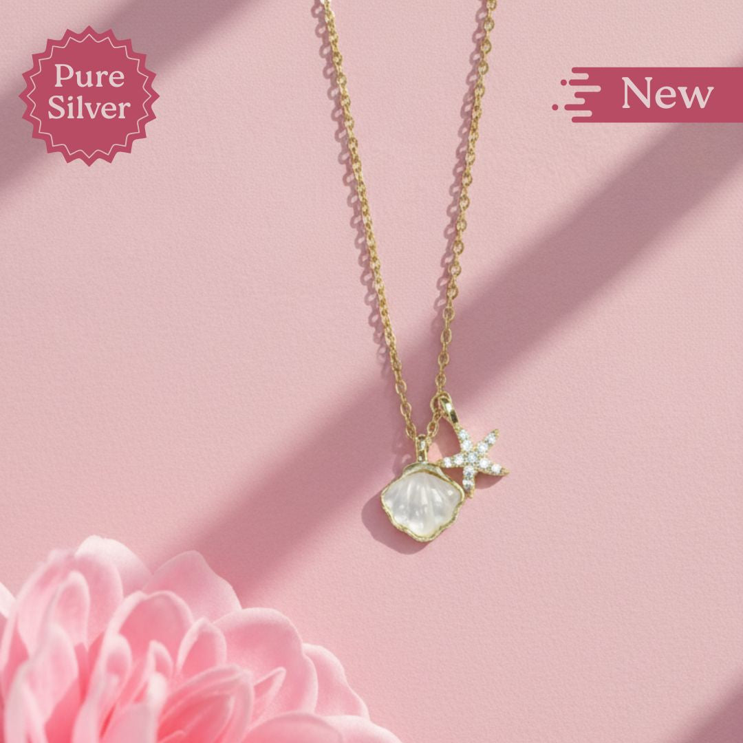 Seashell and Starfish Charm Necklace