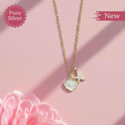 Seashell and Starfish Charm Necklace