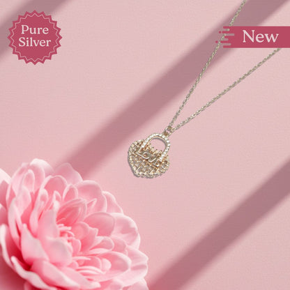 Pure Silver Love Lock Heart Pendant Necklace