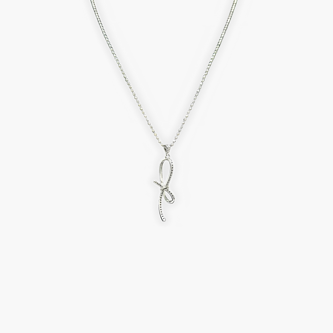Silver Bow Charm Necklace