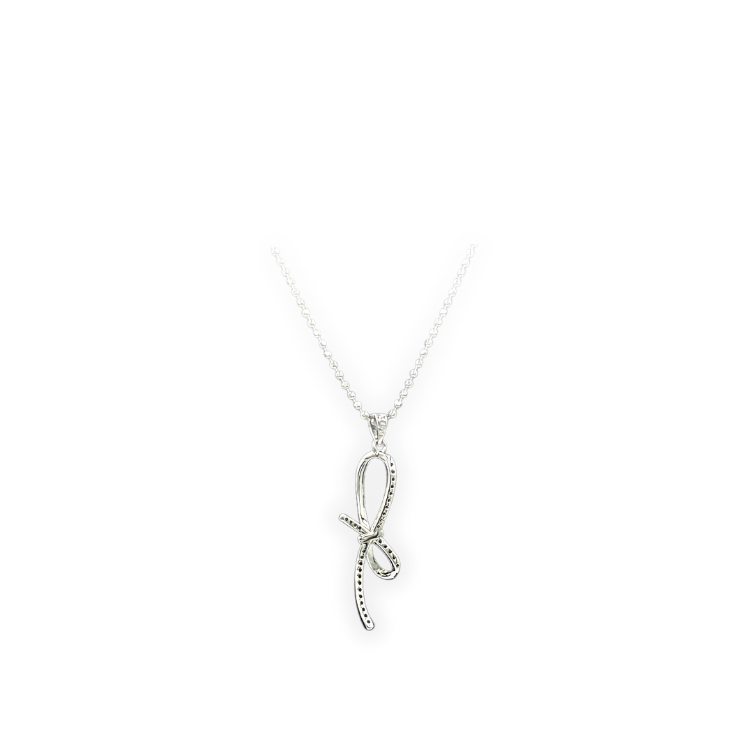 Silver Bow Charm Necklace