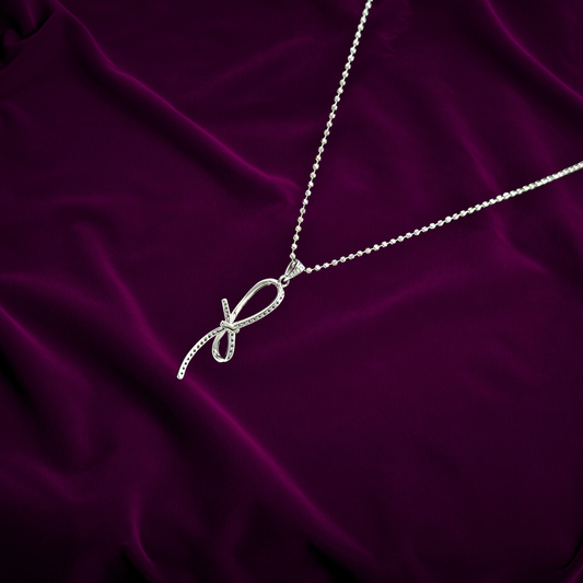 Silver Bow Charm Necklace