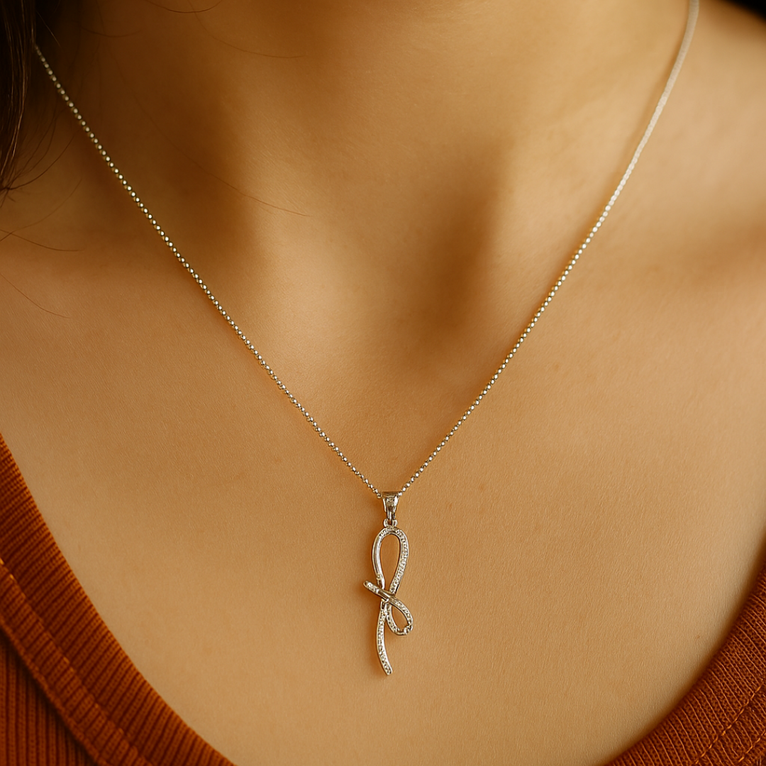 Silver Bow Charm Necklace