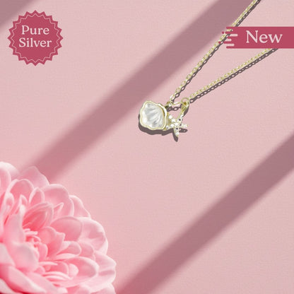 Seashell and Starfish Charm Necklace