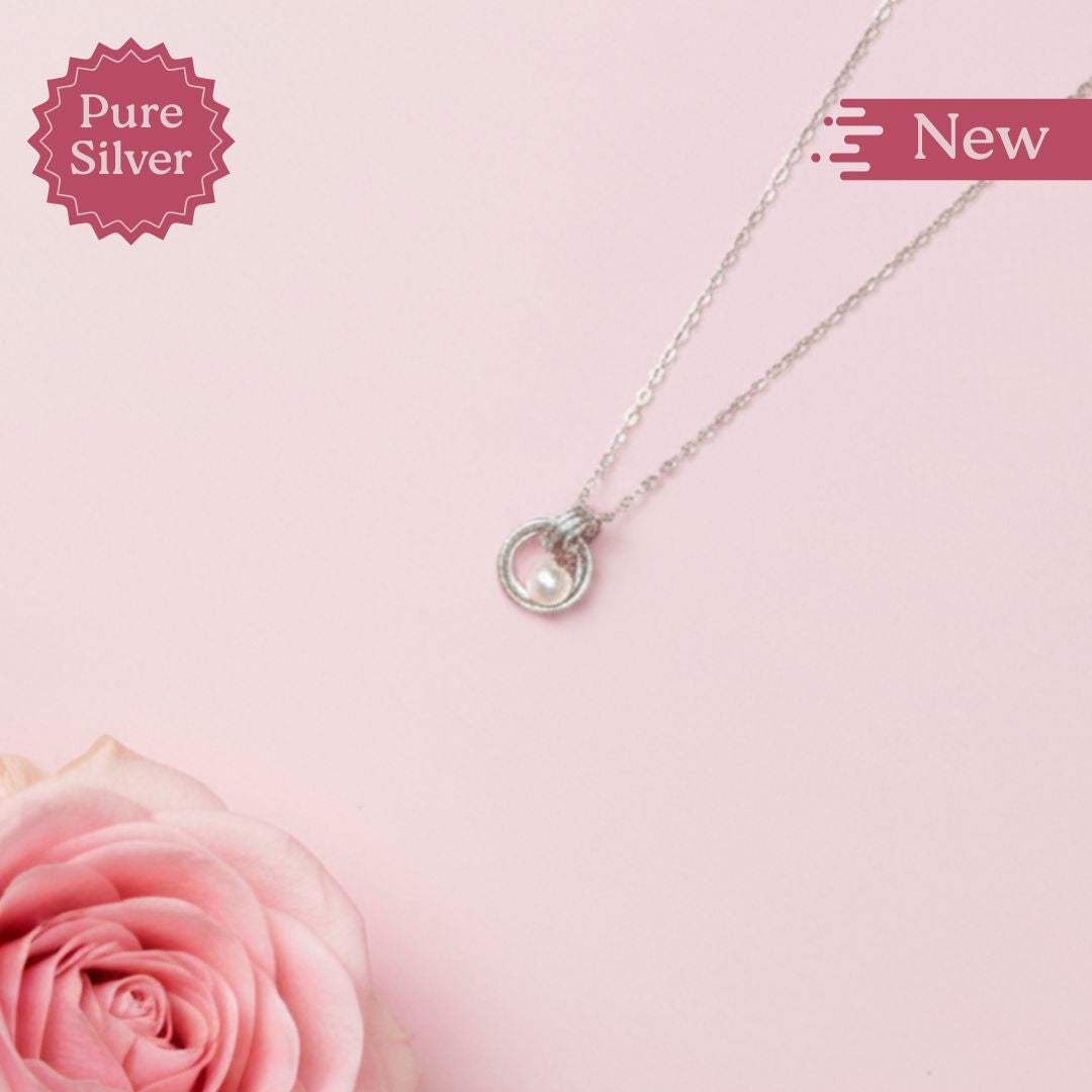 Pure Silver Infinity Pearl Pendant Necklace