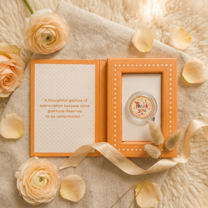 Thank You Silver Coin – A Thoughtful Gesture of Appreciation | Warm Amber Gift Box with Message Card