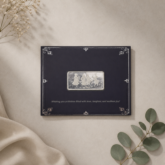 Shubh Vivah Silver Bar – Wedding Celebration Engraved Silver Bar | Luxury Black Gift Card Presentation