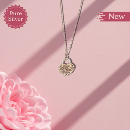 Pure Silver Love Lock Heart Pendant Necklace