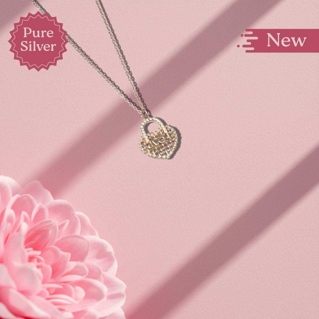 Pure Silver Love Lock Heart Pendant Necklace