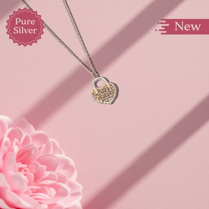 Pure Silver Love Lock Heart Pendant Necklace