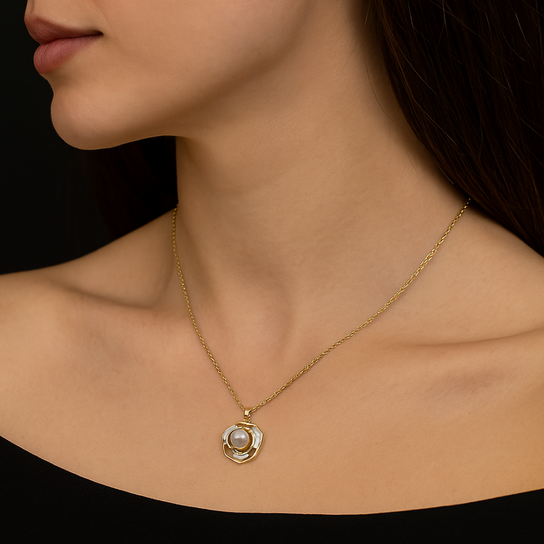 Golden Bloom Pearl Pendant