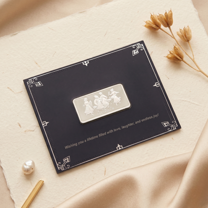 Shubh Vivah Silver Bar – Wedding Celebration Engraved Silver Bar | Luxury Black Gift Card Presentation