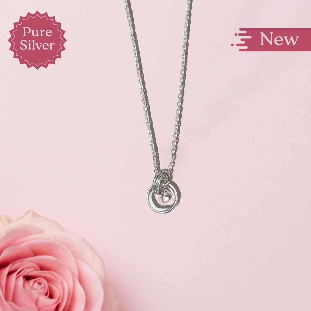 Pure Silver Infinity Pearl Pendant Necklace