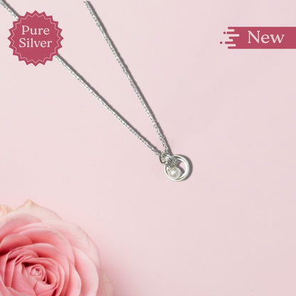 Pure Silver Infinity Pearl Pendant Necklace
