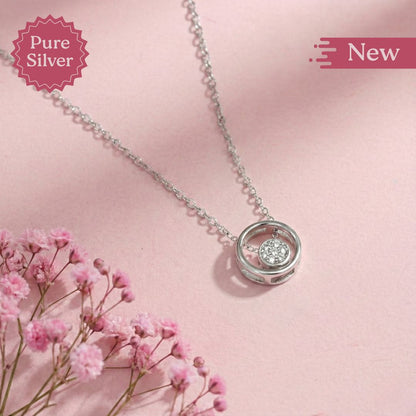 pure silver circular pendant necklace