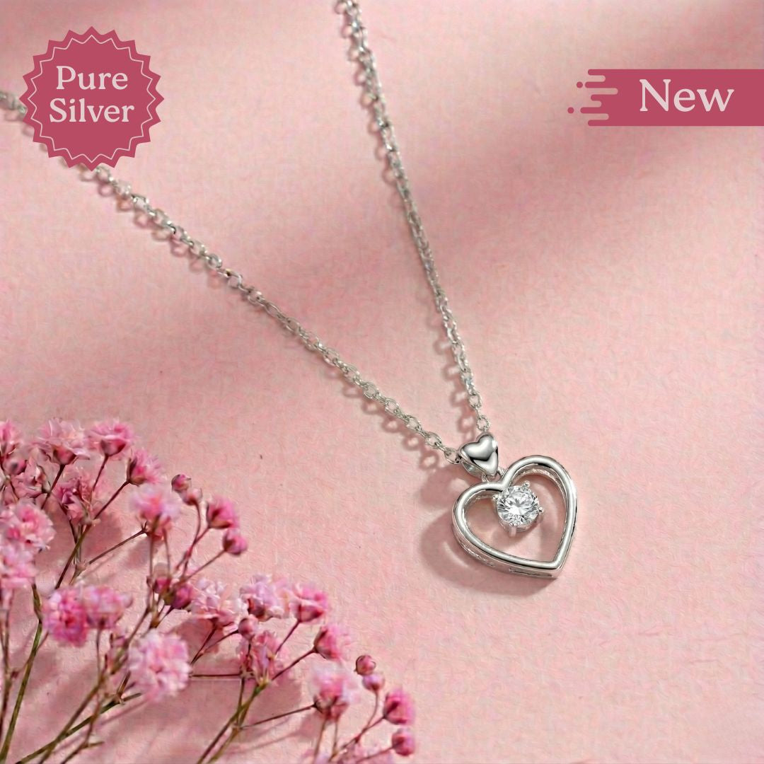 Silver Love Sparkle Heart Necklace