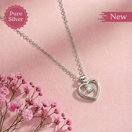 Silver Love Sparkle Heart Necklace