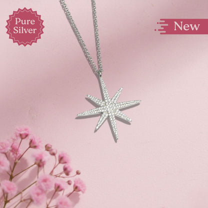 Radiant Starburst Silver Pendant Necklace