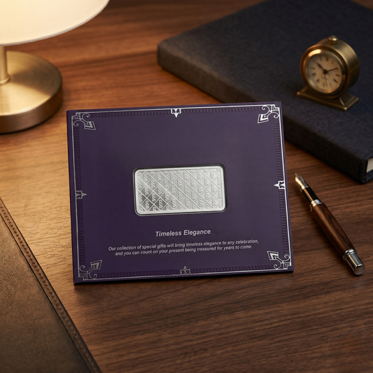 Anupam 999 Pure Silver Bar – 15gm Timeless Elegance Gift Set with Purity Certificate