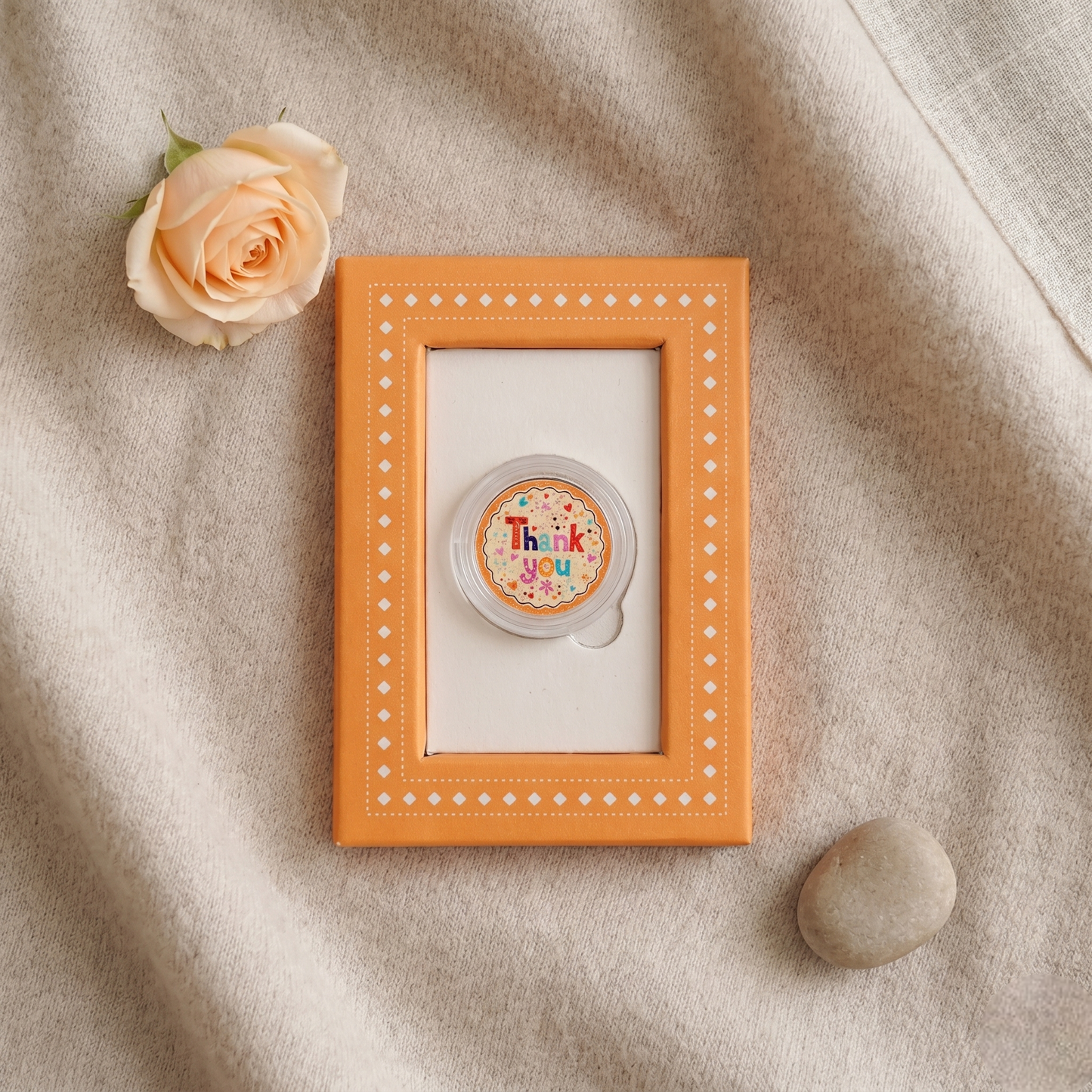 Thank You Silver Coin – A Thoughtful Gesture of Appreciation | Warm Amber Gift Box with Message Card