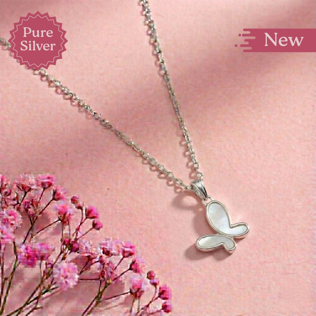 silver butterfly pendant necklace