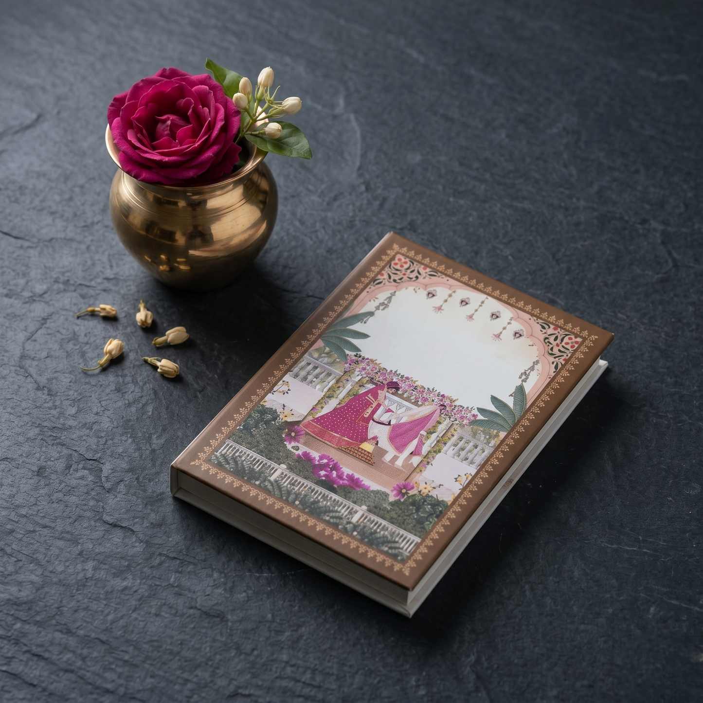 Lakshmi Charan Rose Gold Silver Bar – Divine Footprint with Pink Gemstone in Miniature Art Gift Box
