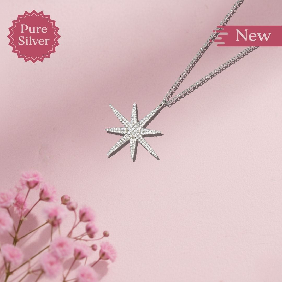 Radiant Starburst Silver Pendant Necklace