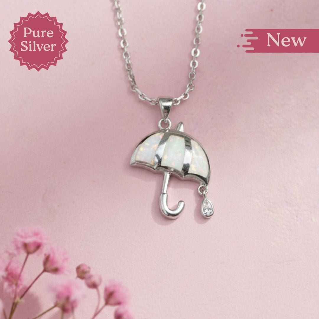 sterling silver umbrella pendant necklace