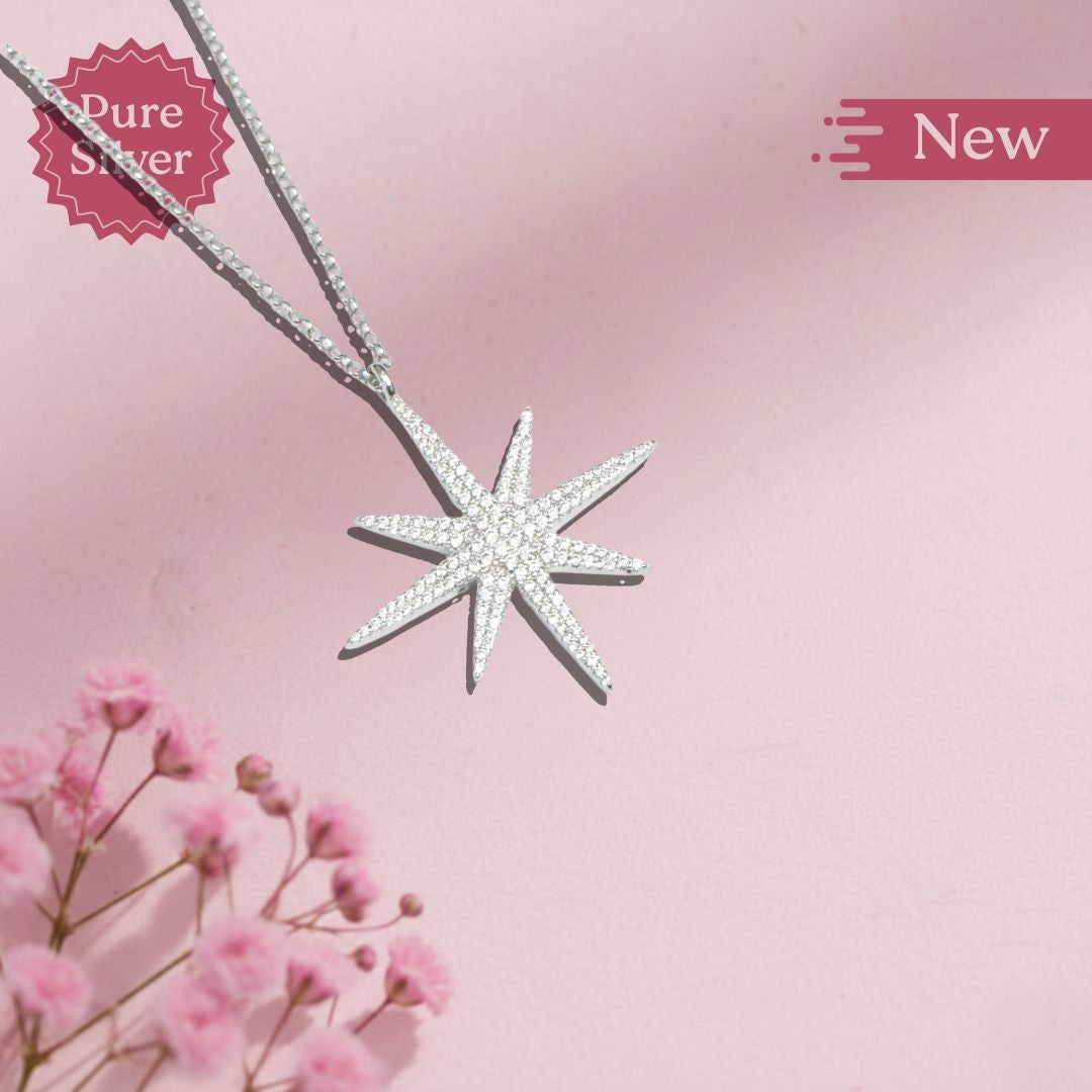Radiant Starburst Silver Pendant Necklace
