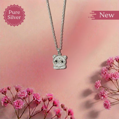 Pure Silver Bear Pendant Necklace