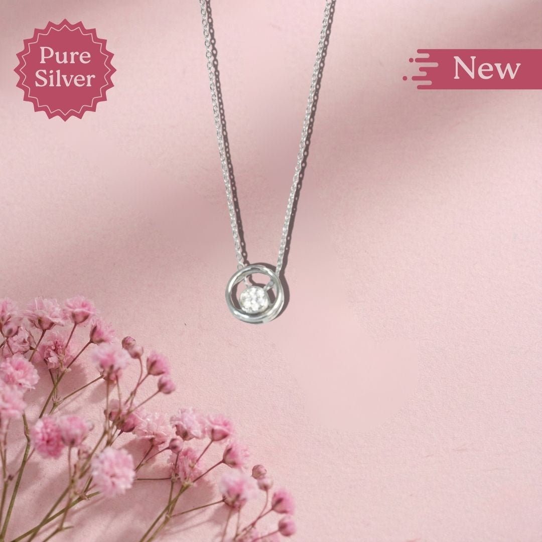 pure silver circular pendant necklace