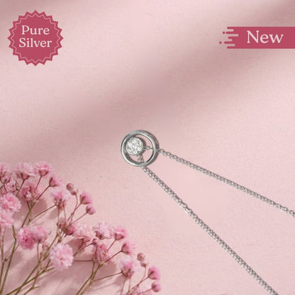 pure silver circular pendant necklace