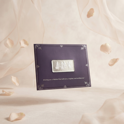 Shubh Vivah Silver Bar – Wedding Celebration Engraved Silver Bar | Luxury Black Gift Card Presentation