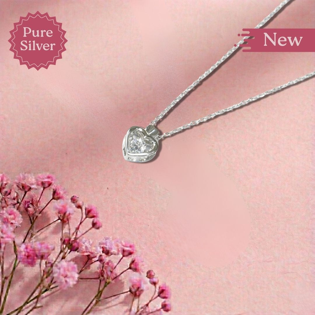 Silver Love Sparkle Heart Necklace
