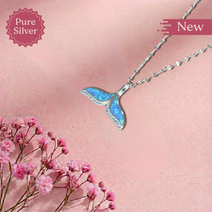 blue opal whale tail pendant necklace